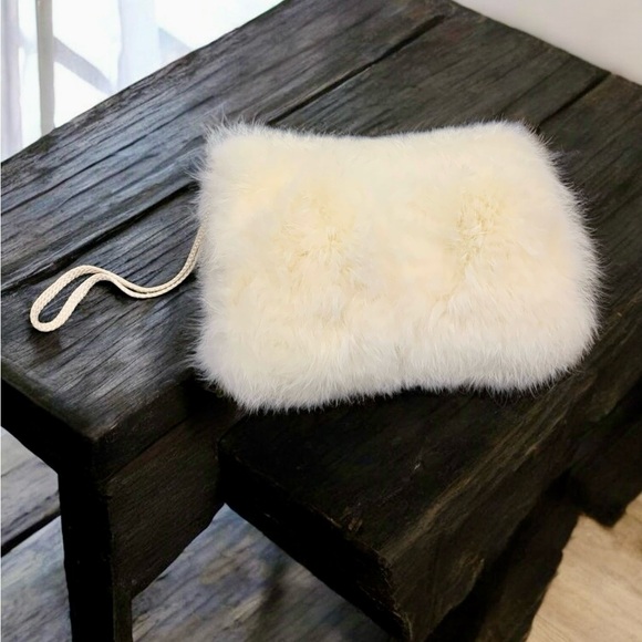 Vintage Real Fur Cream Hand Warmer and Mask Set - Picture 7 of 14